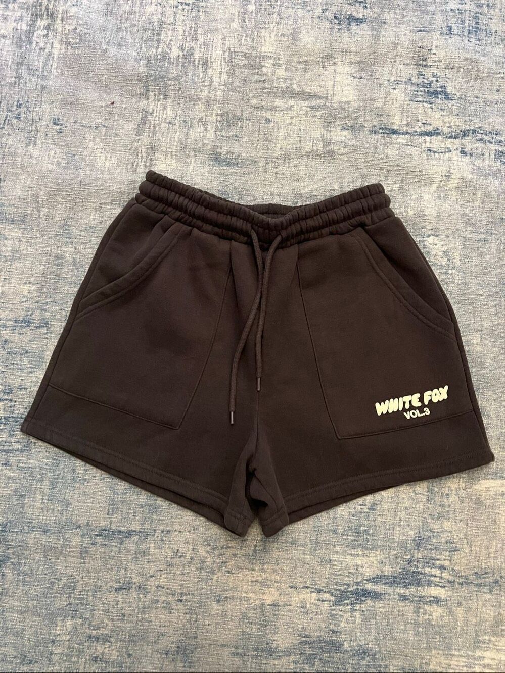 White Fox Boutique Onyx Deep Charcoal Gray Offstage Lounge Shorts (Vol. 3) Small